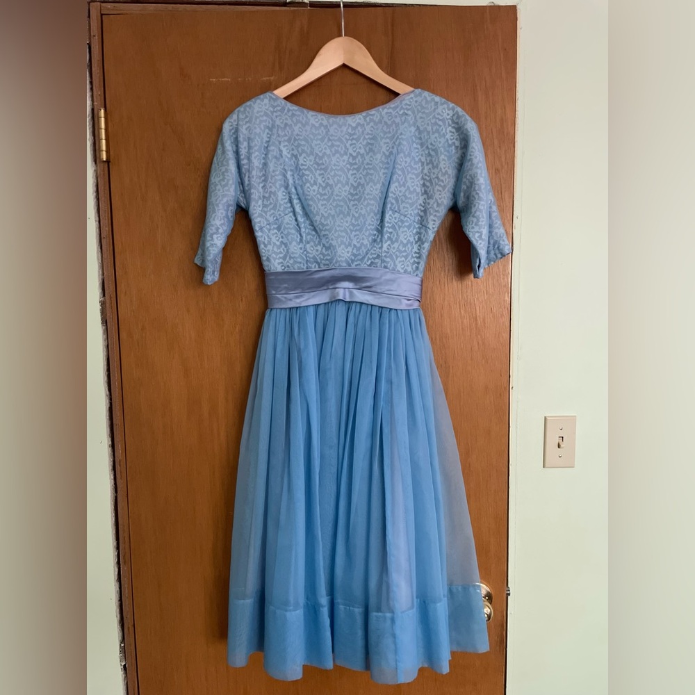 1950’s Vintage Blue Chiffon Party Dress